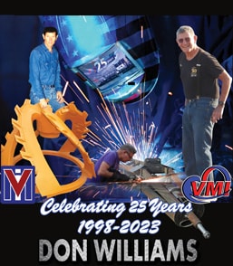 Don Williams celebrating 25 years of welding excellence at VMI Dredges